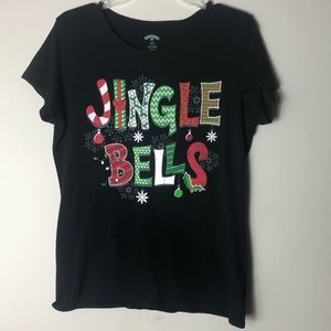 Holiday Time Black Jingle Bells Christmas T-Shirt